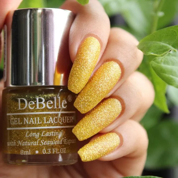 DeBelle_Gel_Nail_Lacquer_Pegasus_Lime_Yellow_With_Gold_Glitter_Nail_Polish_8_Ml