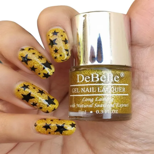 DeBelle_Gel_Nail_Lacquer_Pegasus_Lime_Yellow_With_Gold_Glitter_Nail_Polish_8_Ml