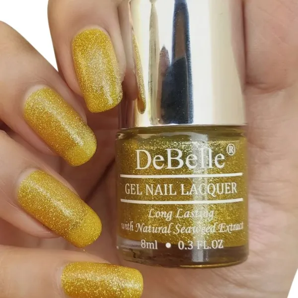 DeBelle_Gel_Nail_Lacquer_Pegasus_Lime_Yellow_With_Gold_Glitter_Nail_Polish_8_Ml