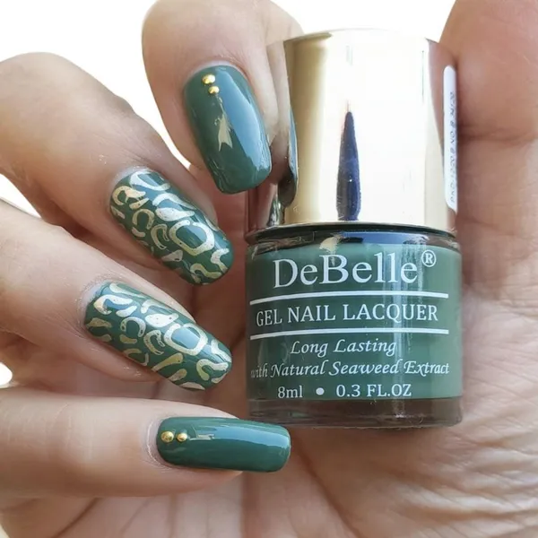 DeBelle_Gel_Nail_Lacquer_Green_Olivia_8_Ml_Green_Nail_Polish