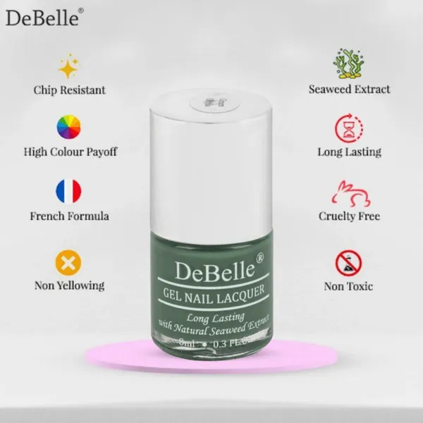 DeBelle_Gel_Nail_Lacquer_Green_Olivia_8_Ml_Green_Nail_Polish