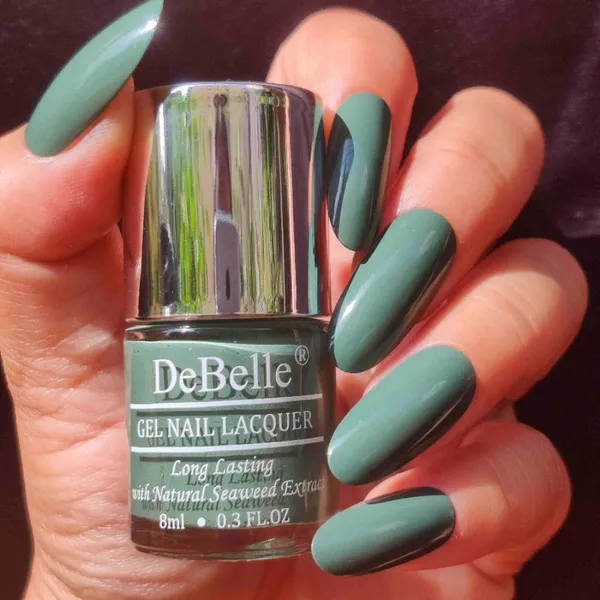 DeBelle_Gel_Nail_Lacquer_Green_Olivia_8_Ml_Green_Nail_Polish