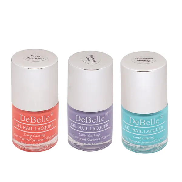 DeBelle_Gel_Nail_Lacquers_Combo_Of_3_Peach_Pannacotta_Blueberry_Crepe_Peppermint_Pudding