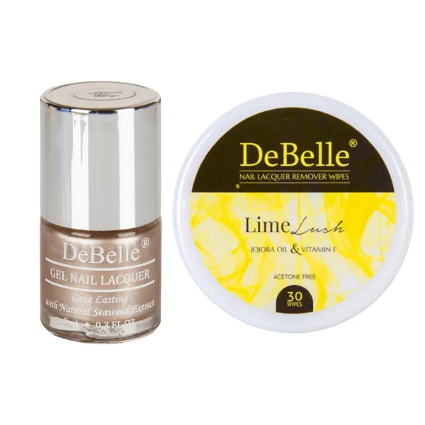 DeBelle_Gel_Nail_Lacquer_Chrome_Beige_Lime_Lush_Nail_Lacquer_Remover_Wipes_Combo