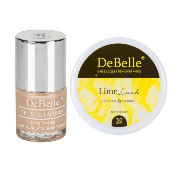 DeBelle_Gel_Nail_Lacquer_Victorian_Beige_Lime_Lush_Nail_Lacquer_Remover_Wipes_Combo
