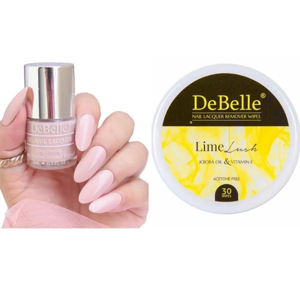 DeBelle_Gel_Nail_Lacquer_Peony_Blossom_Lime_Lush_Nail_Lacquer_Remover_Wipes_Combo