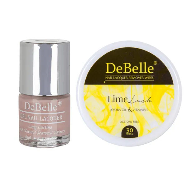 DeBelle_Gel_Nail_Lacquer_Peony_Blossom_Lime_Lush_Nail_Lacquer_Remover_Wipes_Combo