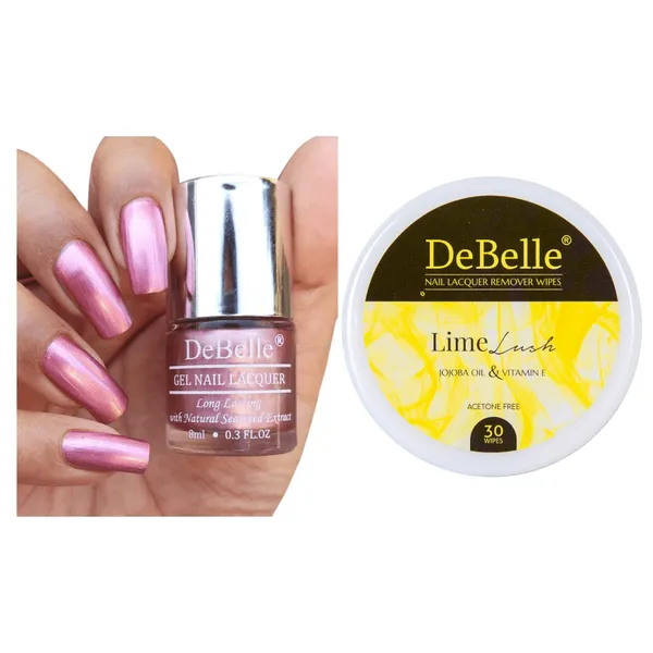 DeBelle_Gel_Nail_Lacquer_Chrome_Glaze_Lime_Lush_Nail_Lacquer_Remover_Wipes_Combo