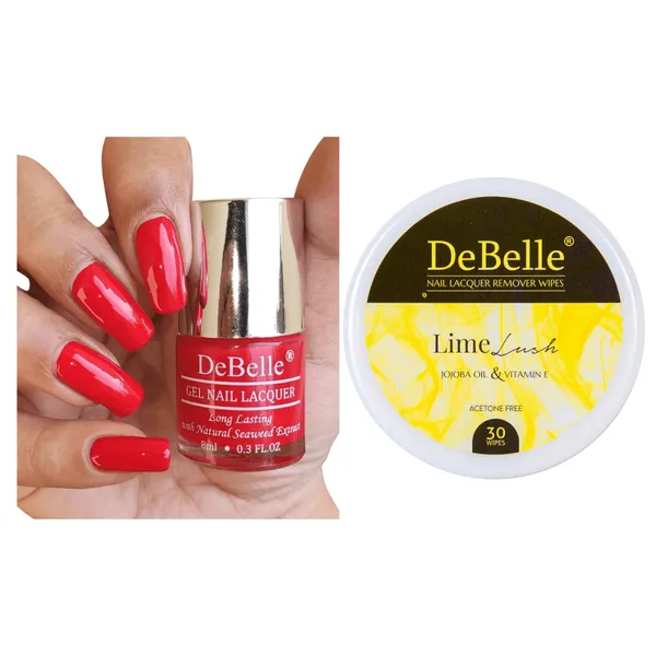 DeBelle_Gel_Nail_Lacquer_French_Affair_Lime_Lush_Nail_Lacquer_Remover_Wipes_Combo