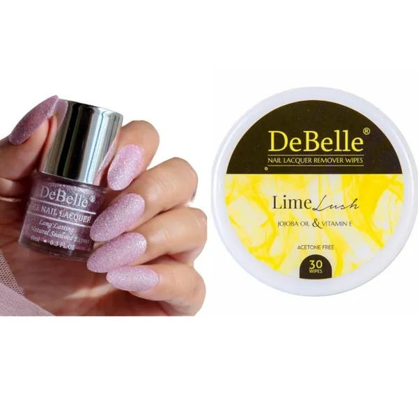 DeBelle_Gel_Nail_Lacquer_Ophelia_Lime_Lush_Nail_Lacquer_Remover_Wipes_Combo