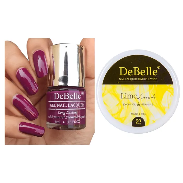 DeBelle_Gel_Nail_Lacquer_Luxe_Lotus_Lime_Lush_Nail_Lacquer_Remover_Wipes_Combo