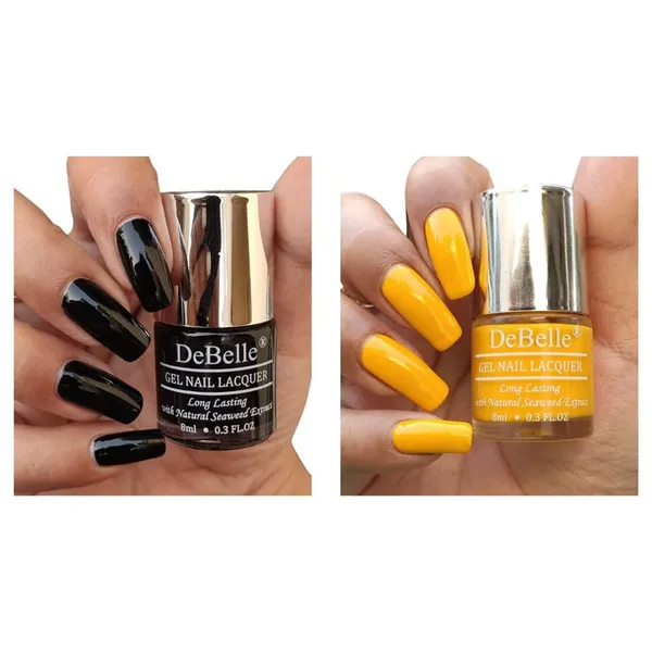 DeBelle_Gel_Nail_Lacquers_Combo_Of_2_Luxe_Noir_Caramelo_Yellow