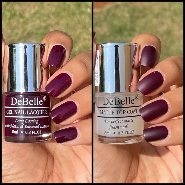 DeBelle_Gel_Nail_Lacquer_Glamorous_Garnet_Matte_Top_Coat_Combo