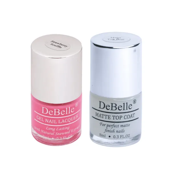 DeBelle_Gel_Nail_Lacquer_Strawberry_Souffle_Matte_Top_Coat_Combo