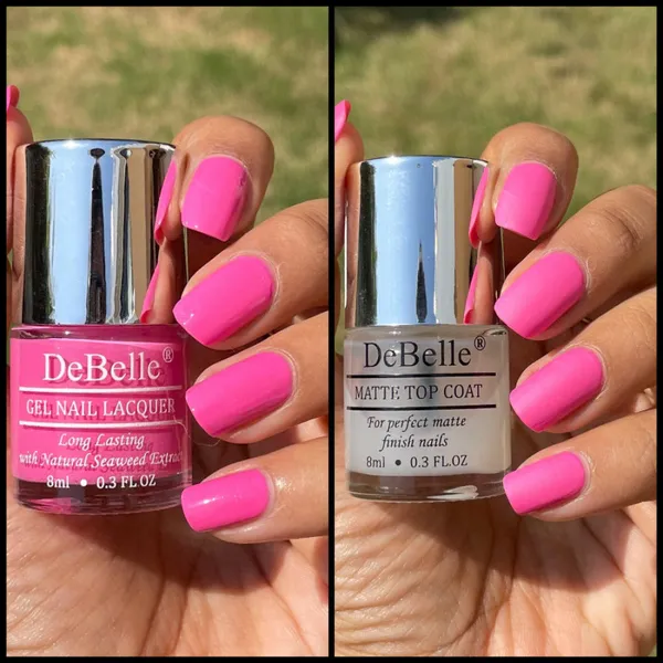 DeBelle_Gel_Nail_Lacquer_Strawberry_Souffle_Matte_Top_Coat_Combo