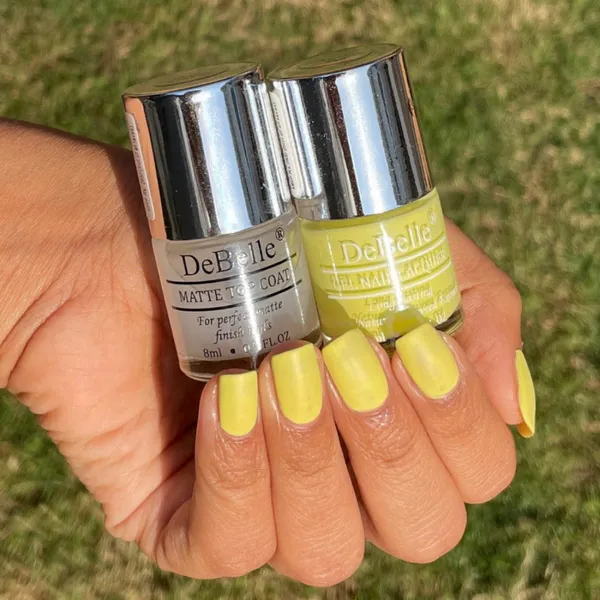 DeBelle_Gel_Nail_Lacquer_Lemon_Tart_Matte_Top_Coat_Combo