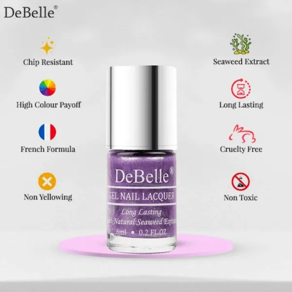 DeBelle_Gel_Nail_Lacquer_Hello_Hannaah_Light_Purple_With_Gold_Micro_Shimmer_Nail_Polish_6_Ml