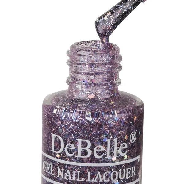 DeBelle_Gel_Nail_Lacquer_Tatiana_Tassles_Clear_Light_Purple_With_Chunky_Glitter_Nail_Polish_6_Ml