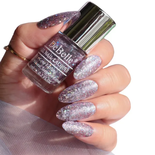 DeBelle_Gel_Nail_Lacquer_Tatiana_Tassles_Clear_Light_Purple_With_Chunky_Glitter_Nail_Polish_6_Ml