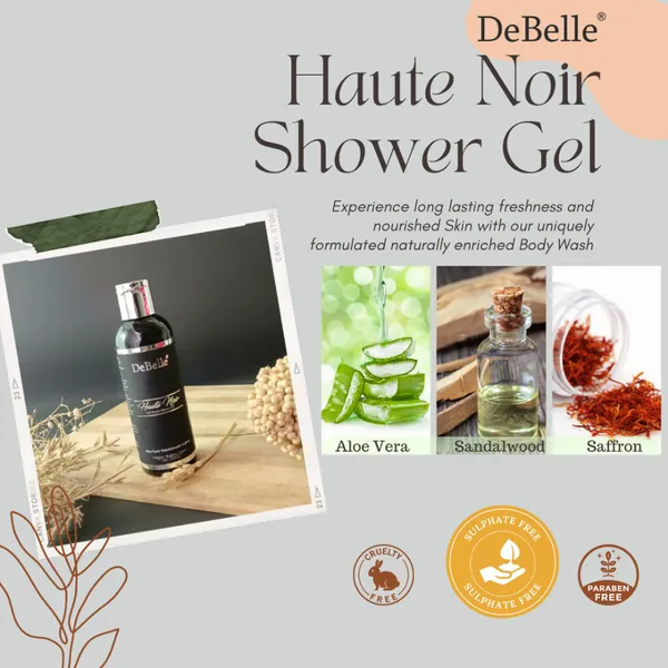 DeBelle_Gel_Douche_Shower_Gel_Haute_Noir_Rose_Water_Saffron_Sandalwood_Oil_100_Ml
