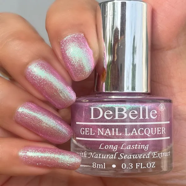 DeBelle_Gel_Nail_Lacquer_Unicorn_Pearl_Pink_With_Blue_Green_Glitter_8_Ml