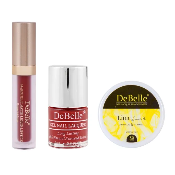 DeBelle_Combo_Of_3_Majestique_Matte_Liquid_Lipstick_Remover_Wipes_Nail_Polish
