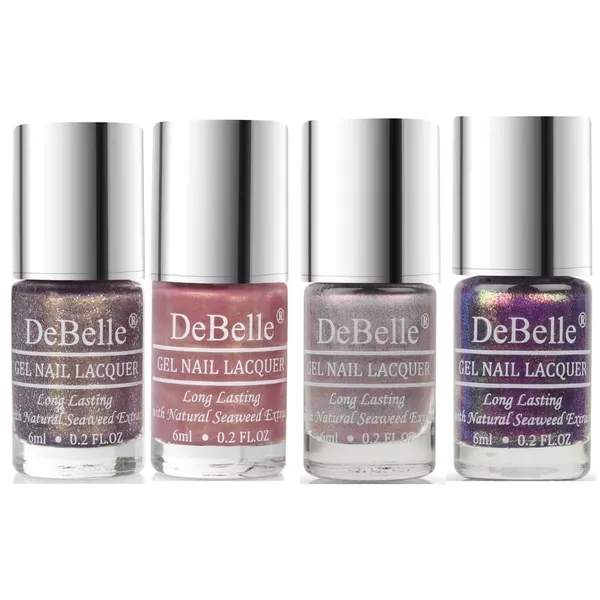 DeBelle_Mini_Nail_Polish_Combo_Offer_Pack_Of_4_Appealing_Aura_Poise_Nicole_Awesome_Andrea_Delightful_Daphne_24_Ml_6_Ml_Each