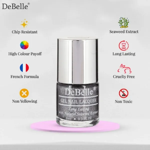 DeBelle_Gel_Nail_Lacquer_Grey_Glitterati_Silver_Glitter_Nail_Polish