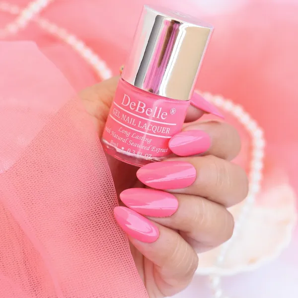 DeBelle_Gel_Nail_Lacquers_Combo_Set_Of_2_Bebe_Kiss_Hot_Pink_Grey_Glitterati_Grey_Glitter_16_Ml