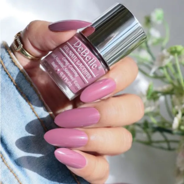DeBelle_Gel_Nail_Lacquer_Combo_Set_Of_4_Shimmer_Top_Coat_Copper_Glaze_Glamorous_Garnet_Laura_Aura_8_Ml