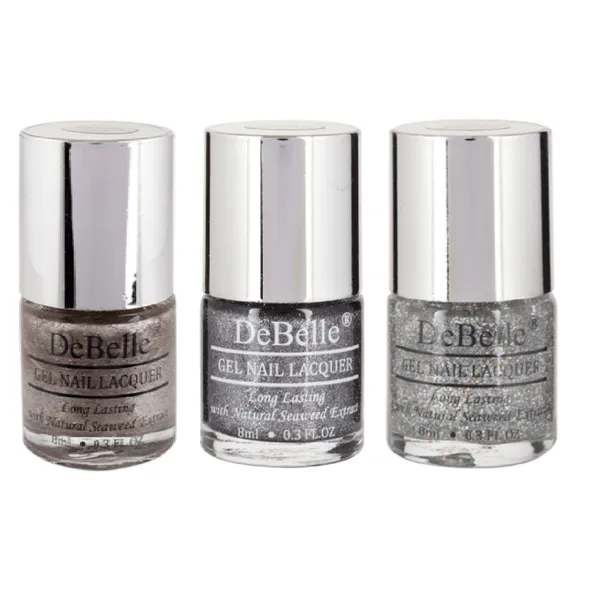 DeBelle_Gel_Nail_Lacquer_Combo_Set_Of_3_Sparkling_Dust_Glitter_Grey_Glitterati_Grey_Glitter_Shimmer_Top_Coat_Glitter_Top_Coat