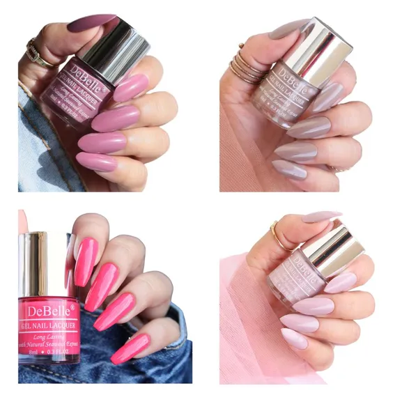 DeBelle_Gel_Nail_Lacquer_Combo_Set_Of_4_Laura_Aura_Coco_Bean_Vintage_Frost_Fuschia_Rose