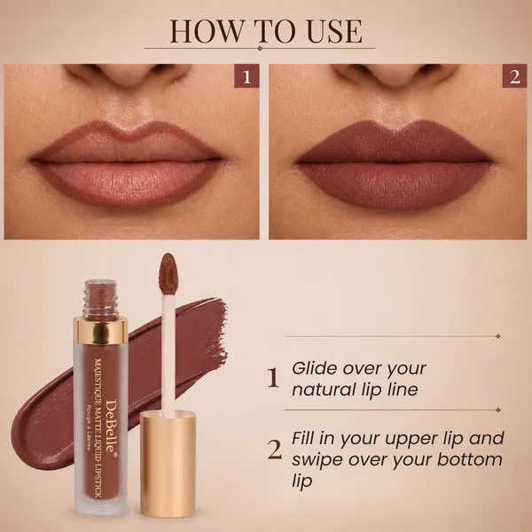 DeBelle_Majestique_Matte_Liquid_Lipstick_Bronze_Bernadette_Dark_Walnut_Brown_Enriched_With_Hyaluronic_Acid_And_Shea_Butter_3.5_Ml