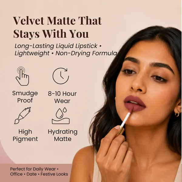 DeBelle_Majestique_Matte_Liquid_Lipstick_Bronze_Bernadette_Dark_Walnut_Brown_Enriched_With_Hyaluronic_Acid_And_Shea_Butter_3.5_Ml