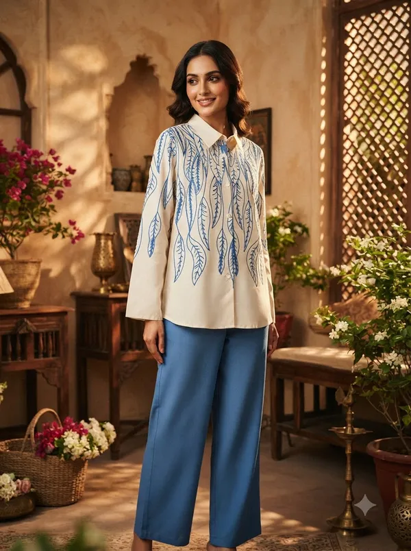 White_top_with_Blue_embroidery_+_Blue_pants