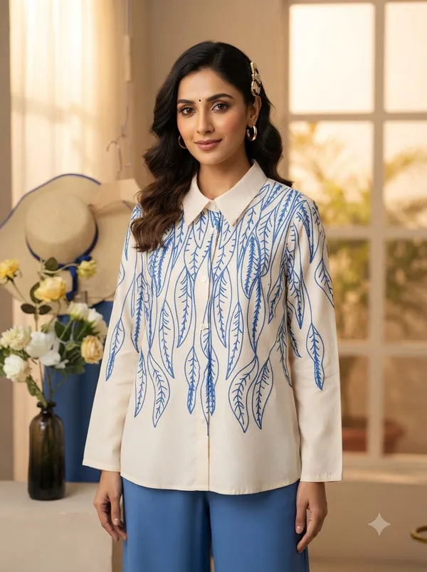 White_top_with_Blue_embroidery_+_Blue_pants