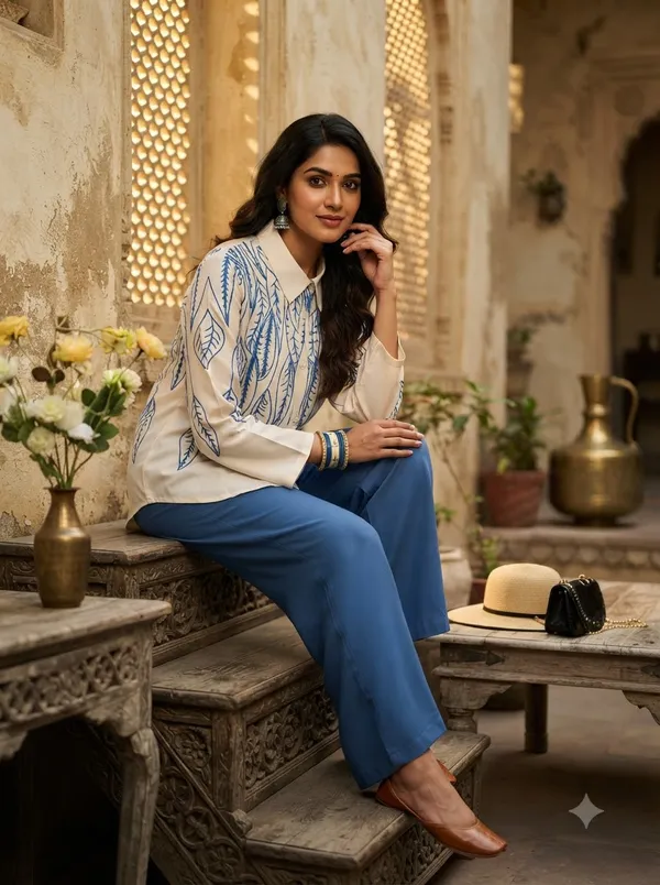 White_top_with_Blue_embroidery_+_Blue_pants