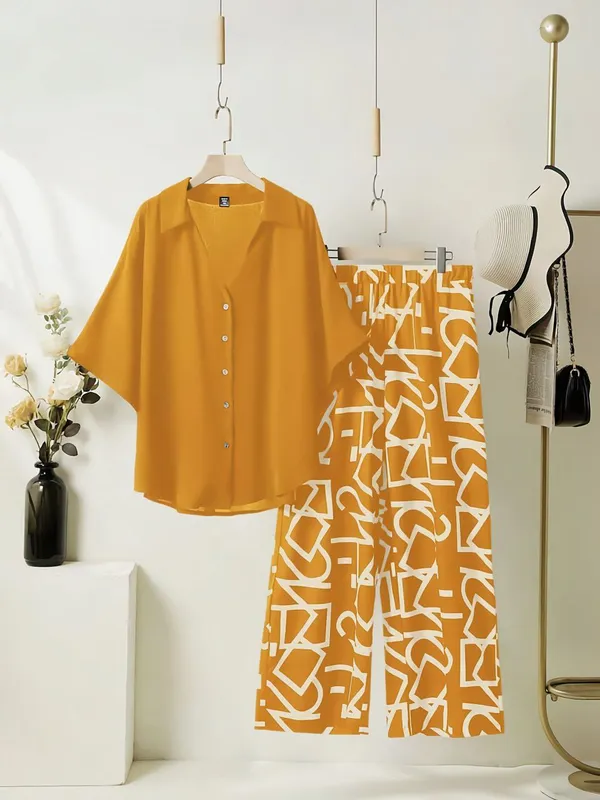 Yellow_Top_With_Printed_Palazzo_Pants