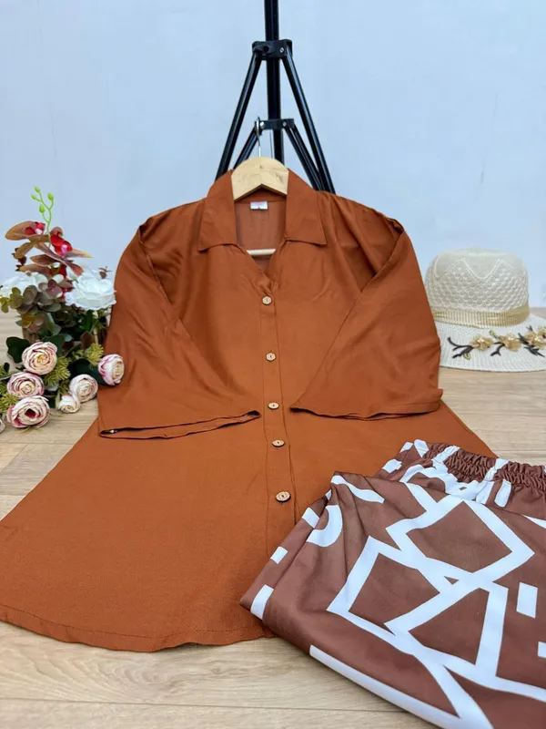 Brown_Top_With_Printed_Palazzo_Pants