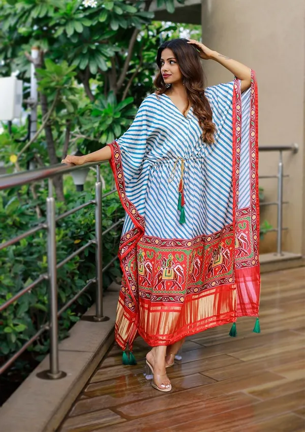 Sky_Blue_Stripes_Print_Kaftan_Gown