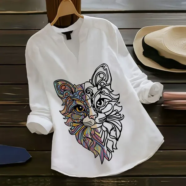 Floral_Lion_Spirit_Rayon_White_Ladies_Top