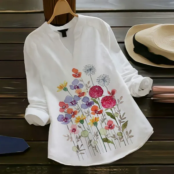 Cottage_Flower_Garden_Rayon_White_Ladies_Top