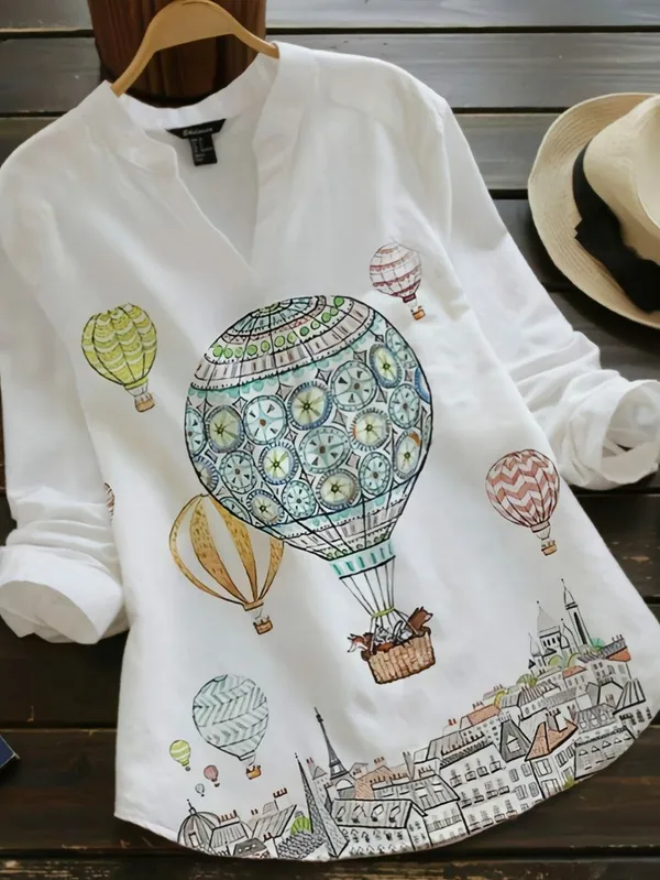 Mandala_Balloon_Art_Rayon_White_Ladies_Top