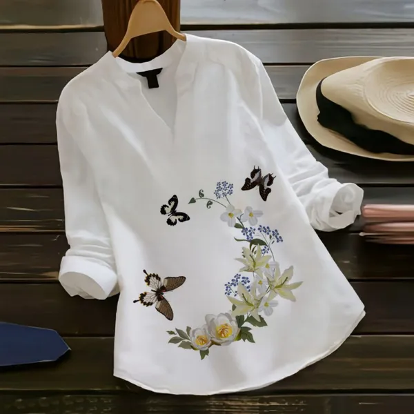 Flying_Butterfly_Trail_Rayon_White_Ladies_Top
