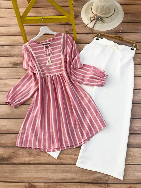 Stylish_Pink_Digital_Print_Striped_Kurti_with_Palazzo