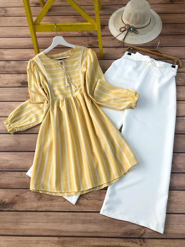 Stylish_Yelllow_Digital_Print_Striped_Kurti_with_Palazzo