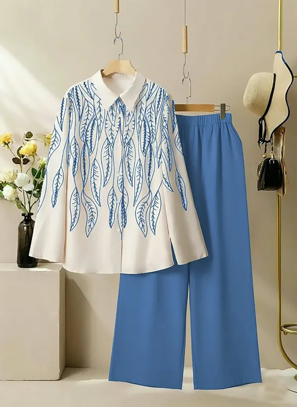 White_top_with_Blue_embroidery_+_Blue_pants