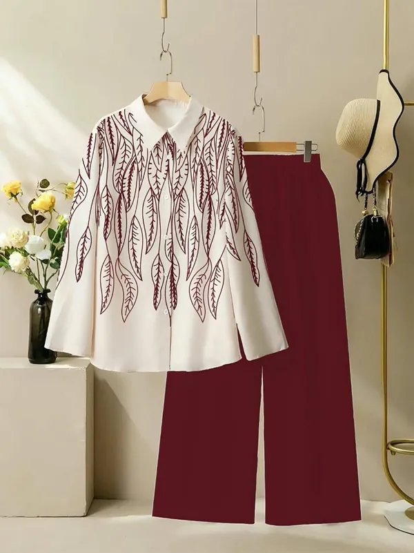 White_top_with_Maroon/Burgundy_embroidery_+_Maroon_pants