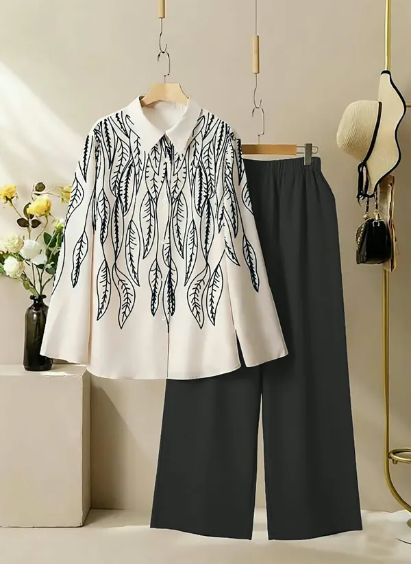 White_top_with_Black/Charcoal_embroidery_+_Black_pants