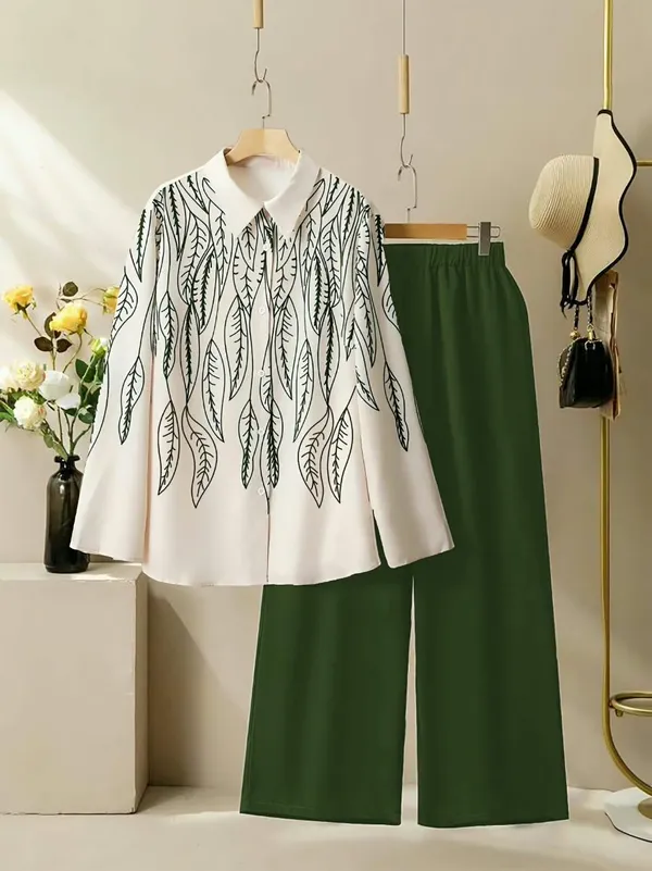 White_top_with_Dark_Grey/Black_embroidery_+_Olive_Green_pants